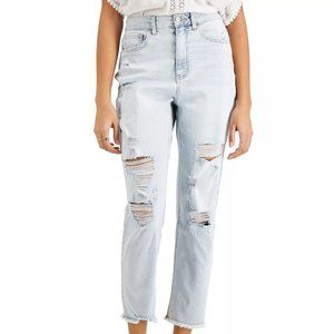 Vanilla Star Women's Juniors' Size 11 Bruce Blue True Mom Fit Ripped Jeans